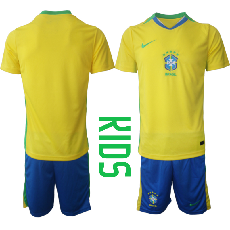 Youth 2025-2026 Season Brazil home Blank Yellow Soccer Jersey->brazil jersey->Soccer Country Jersey